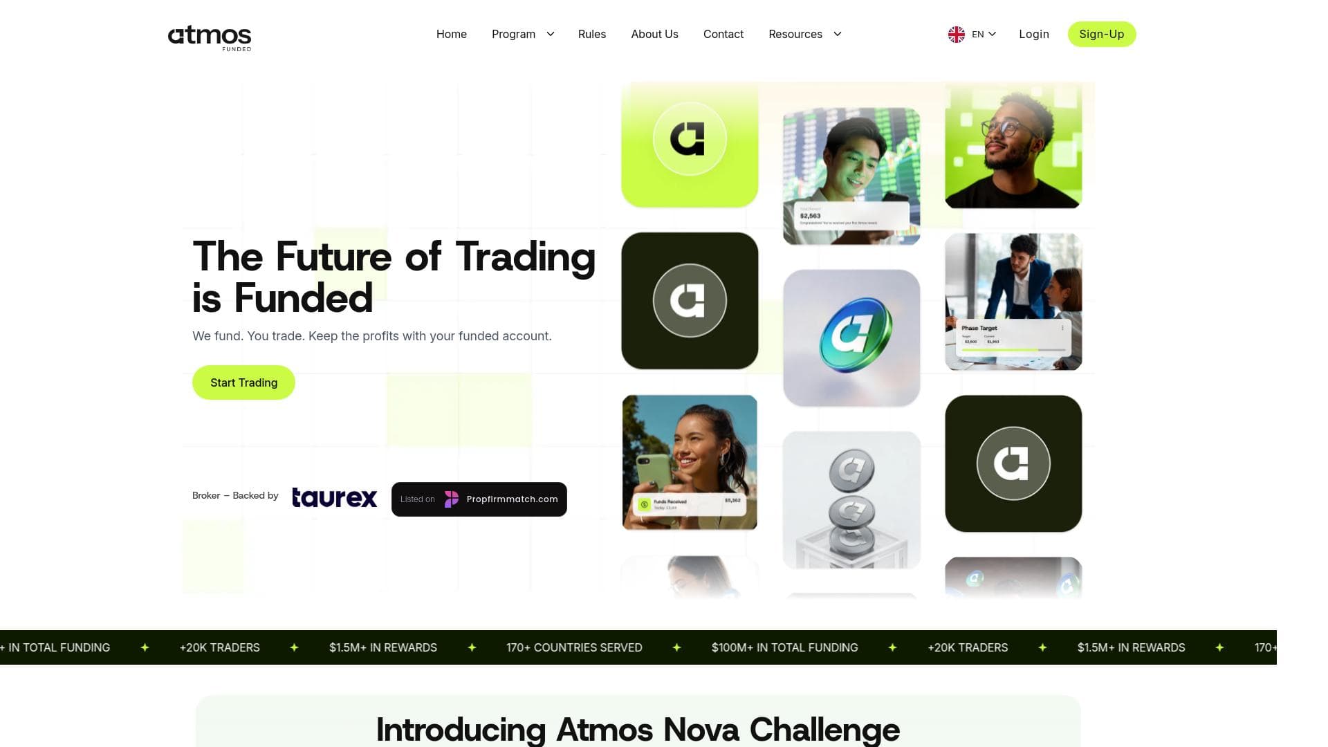 Atmos Funded website homepage