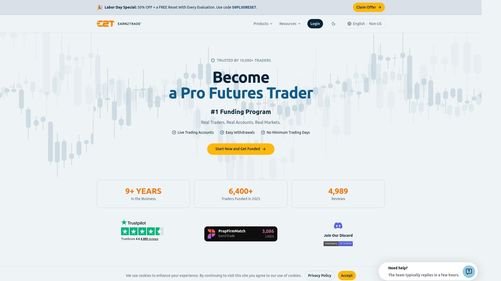 Earn 2 Trade website homepage