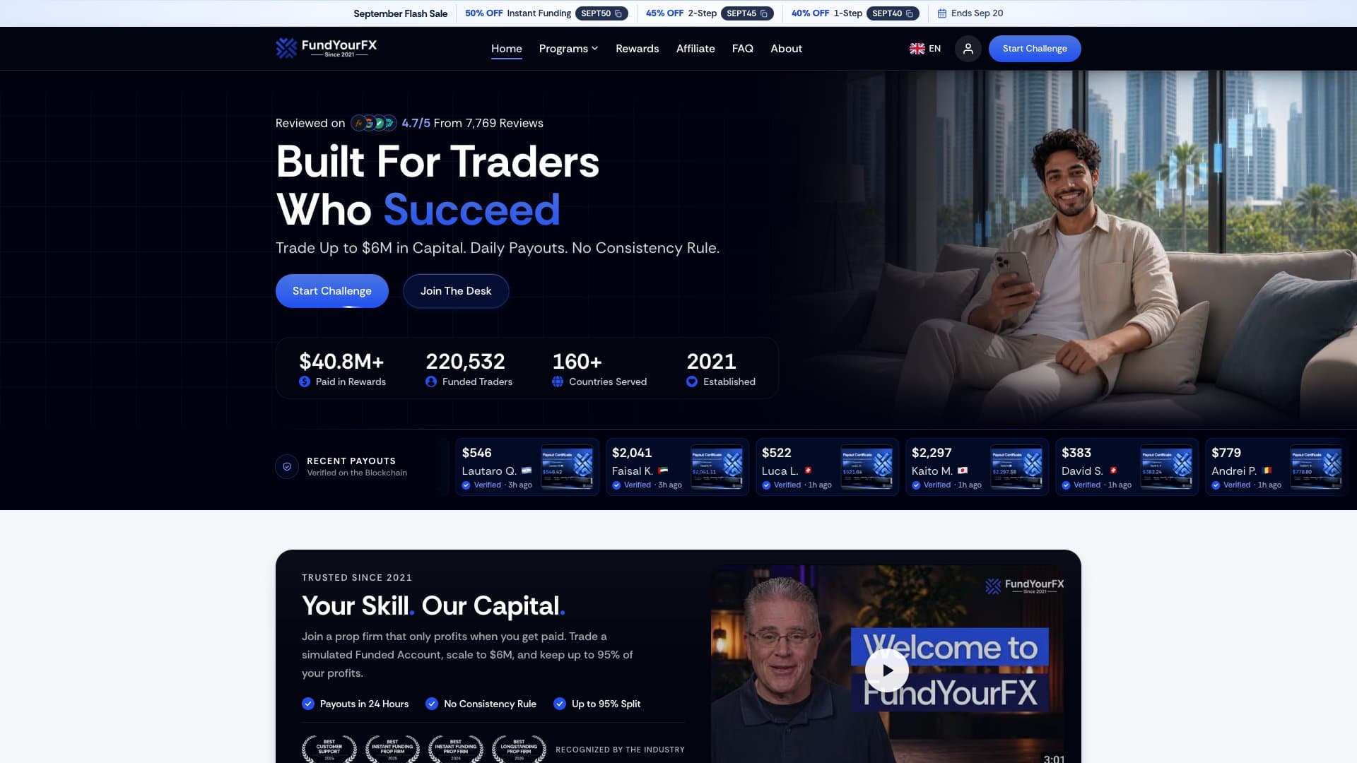 FundYourFX website homepage