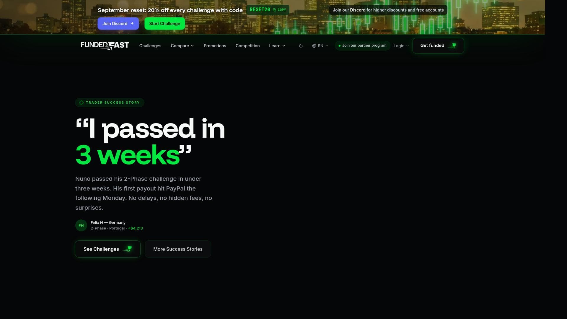Funded Fast website homepage