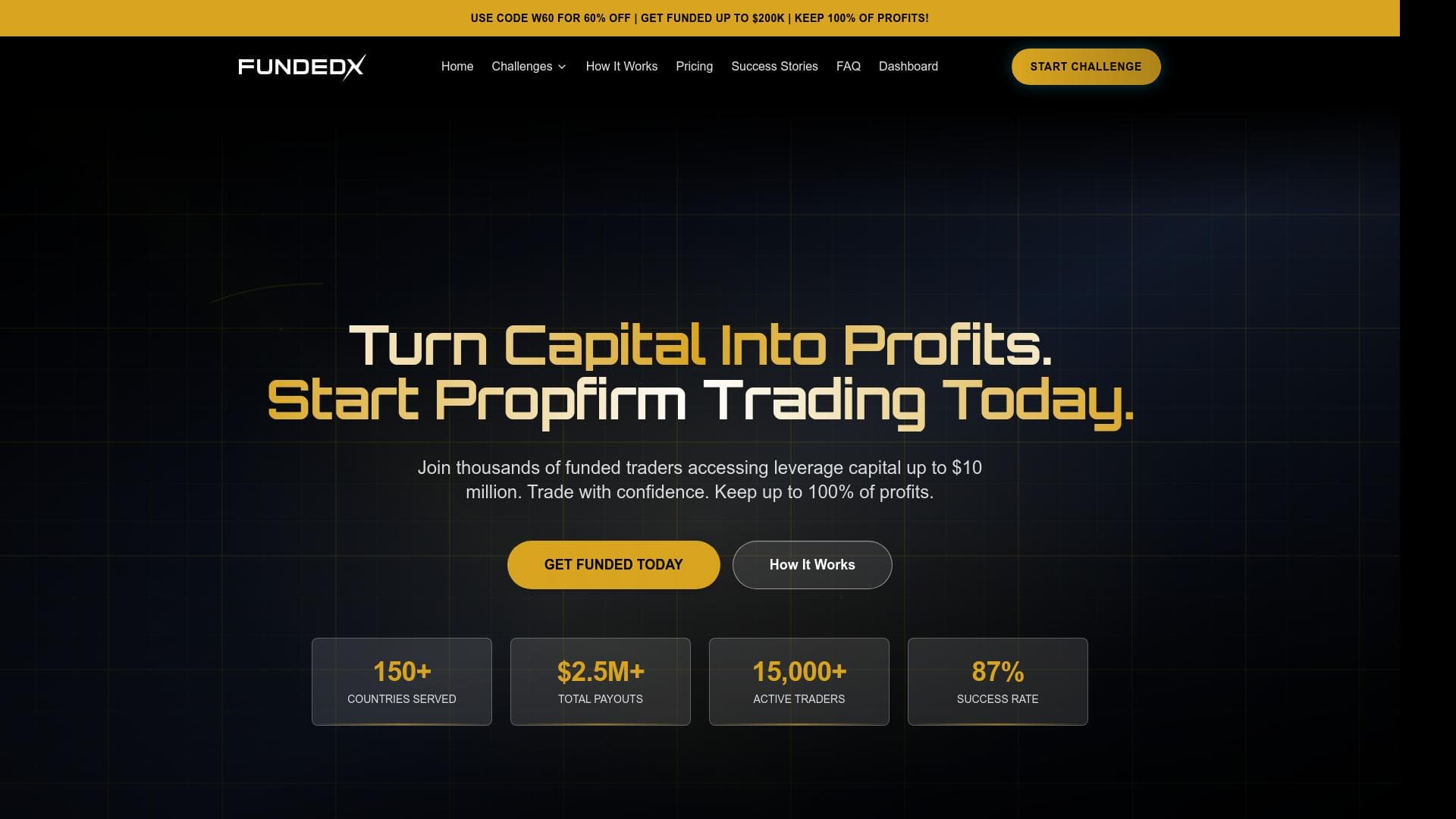 Funded X website homepage