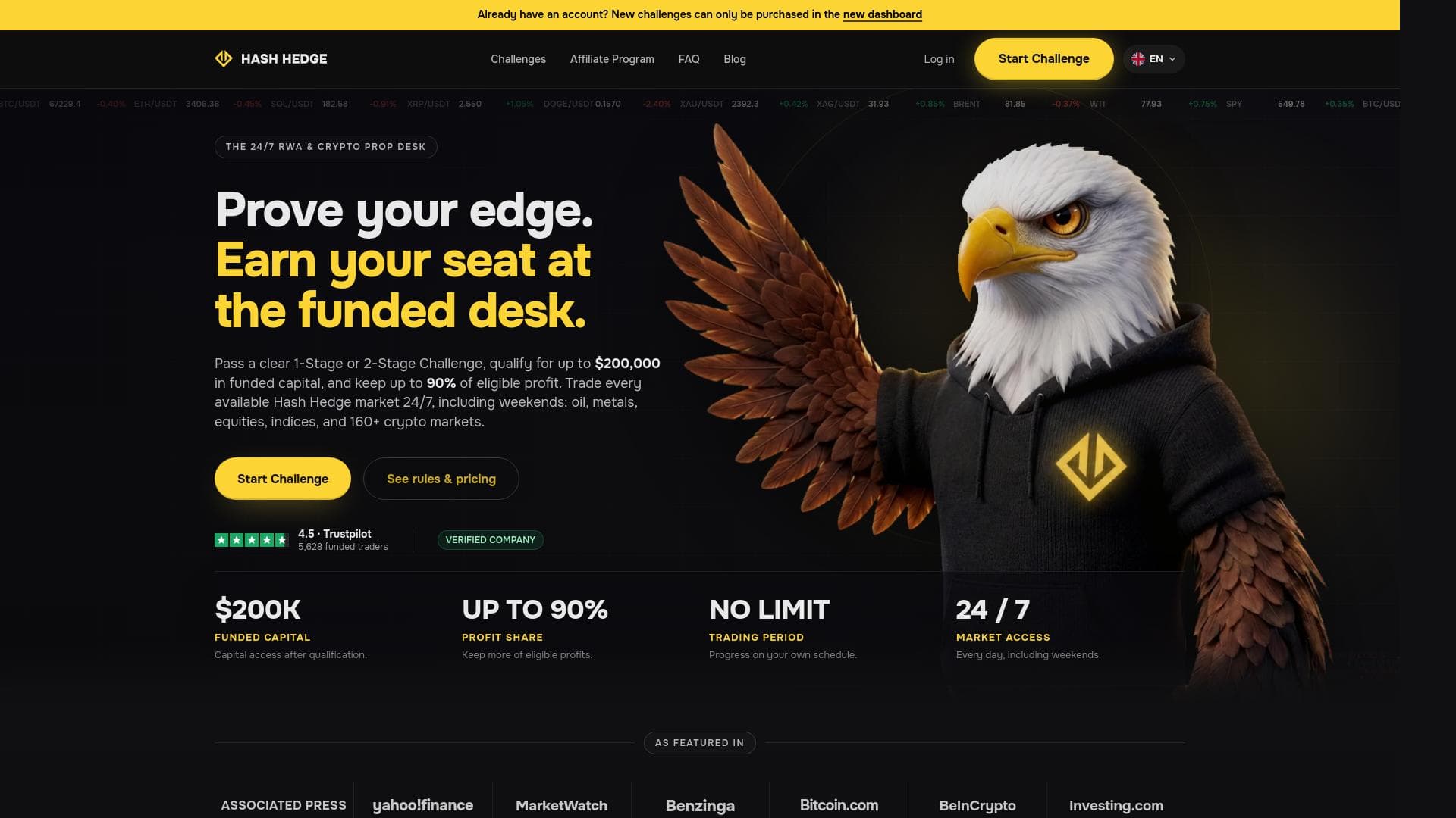 Hash Hedge website homepage