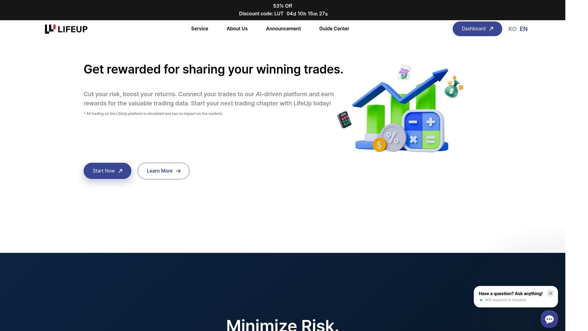 Life Up Trading website homepage