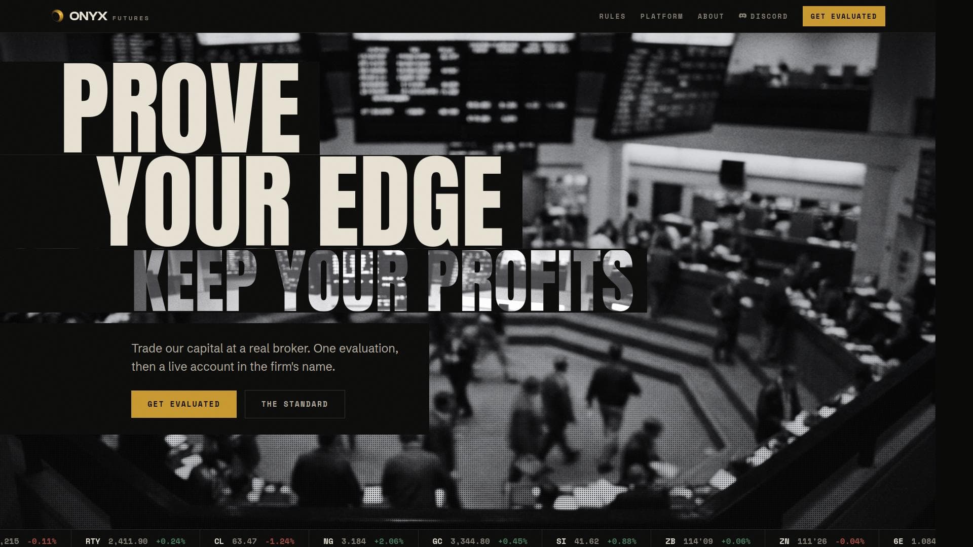 ONYX Futures website homepage