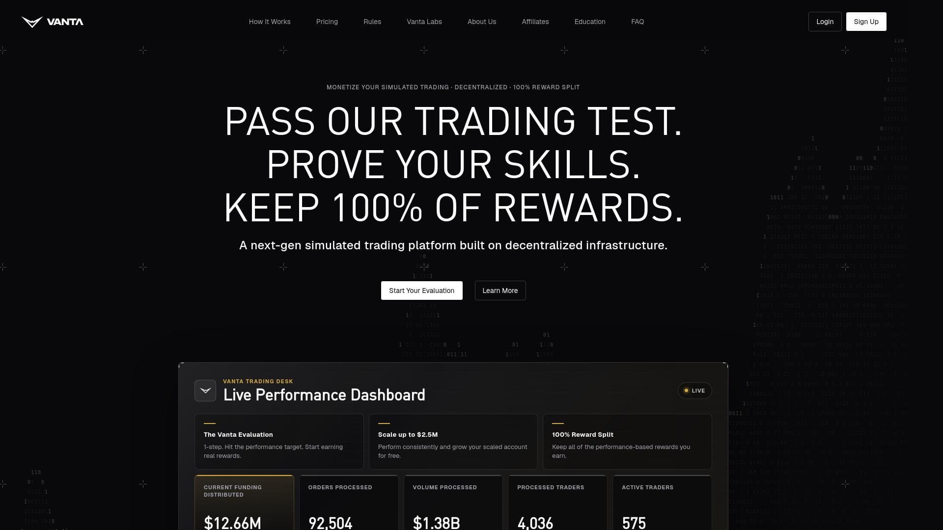 Vanta Trading website homepage
