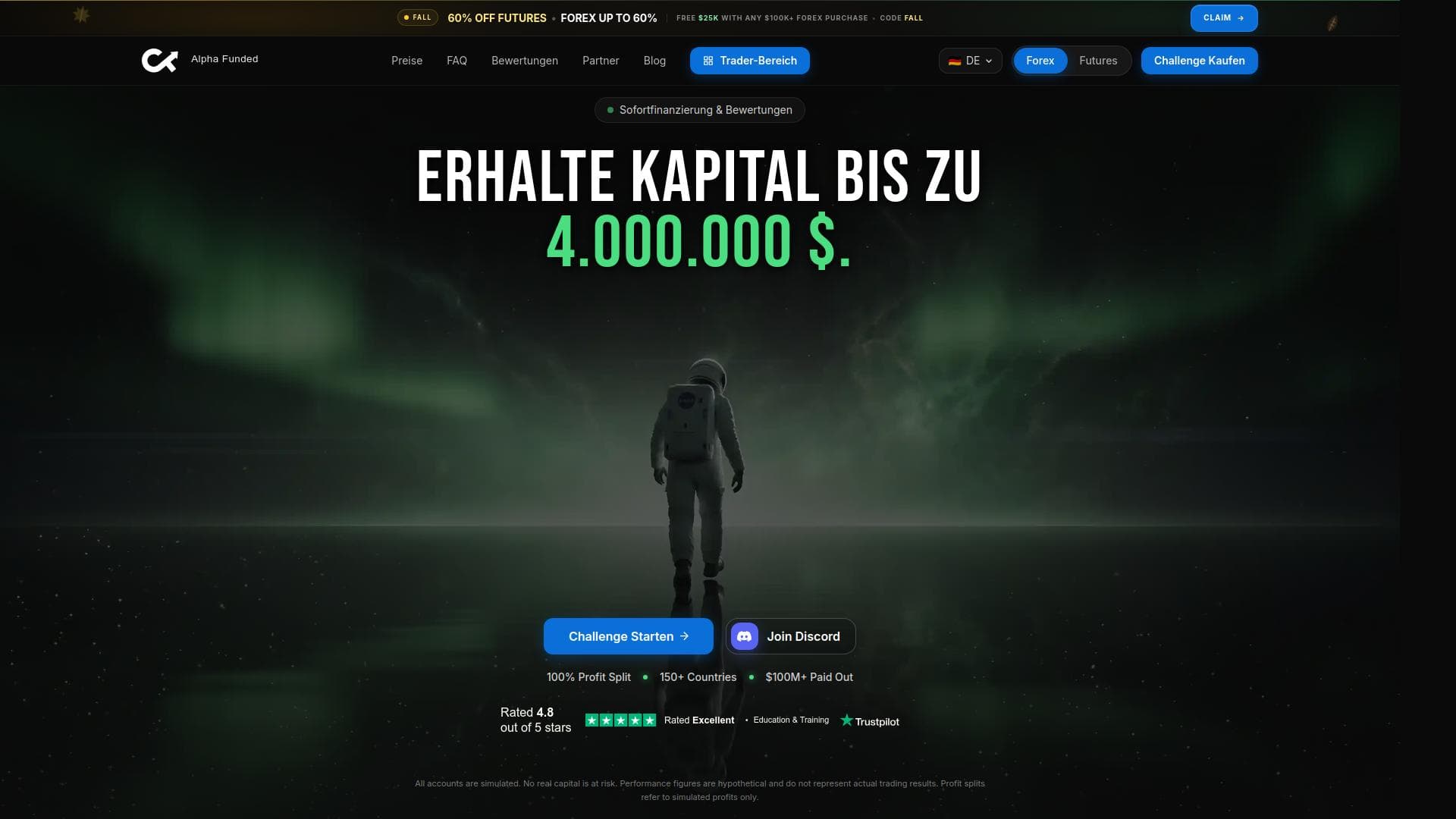 Alpha Funded website homepage