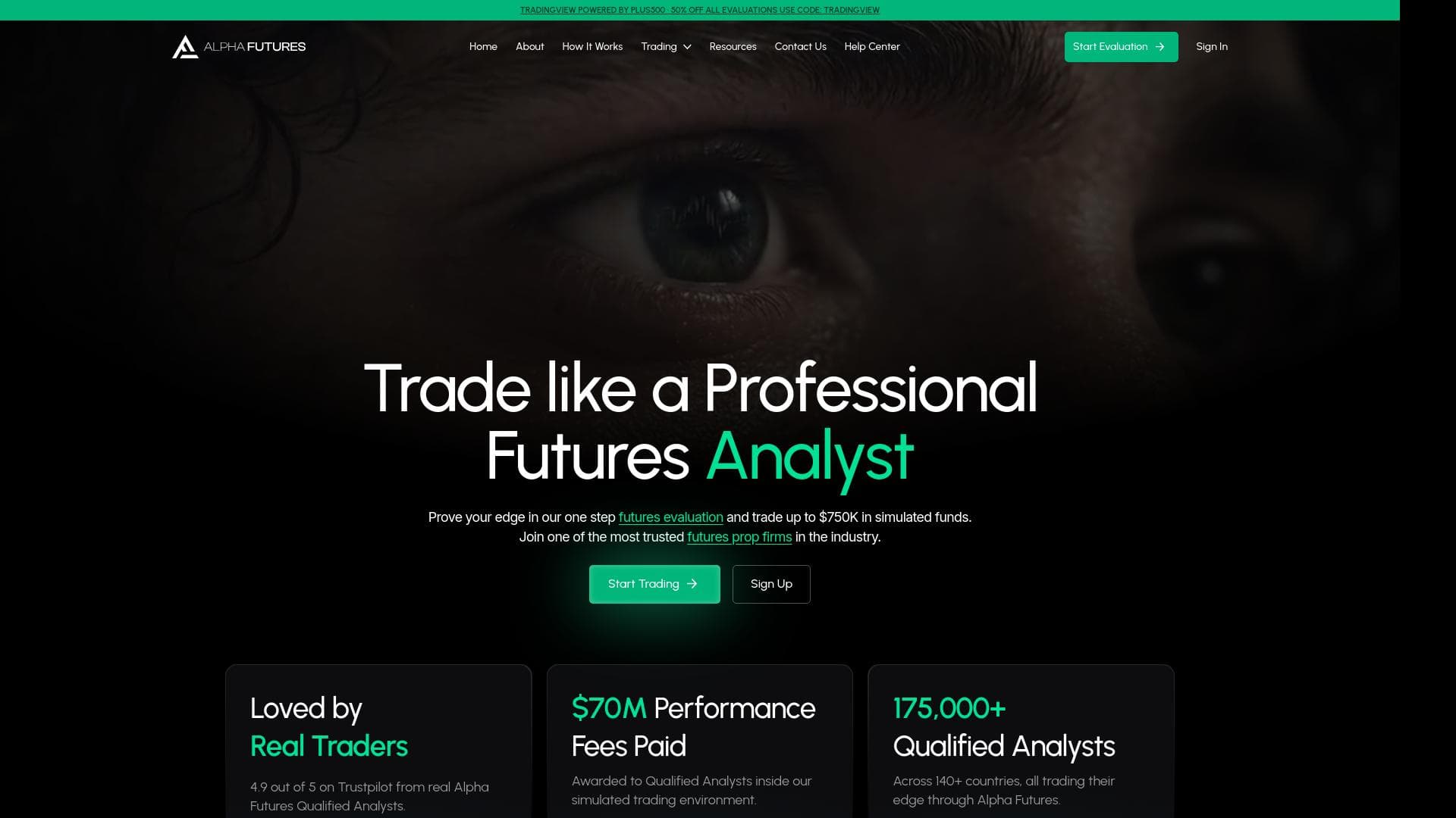 Alpha Futures website homepage