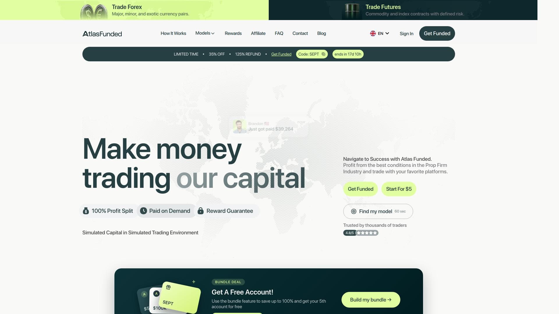 Atlas Funded website homepage