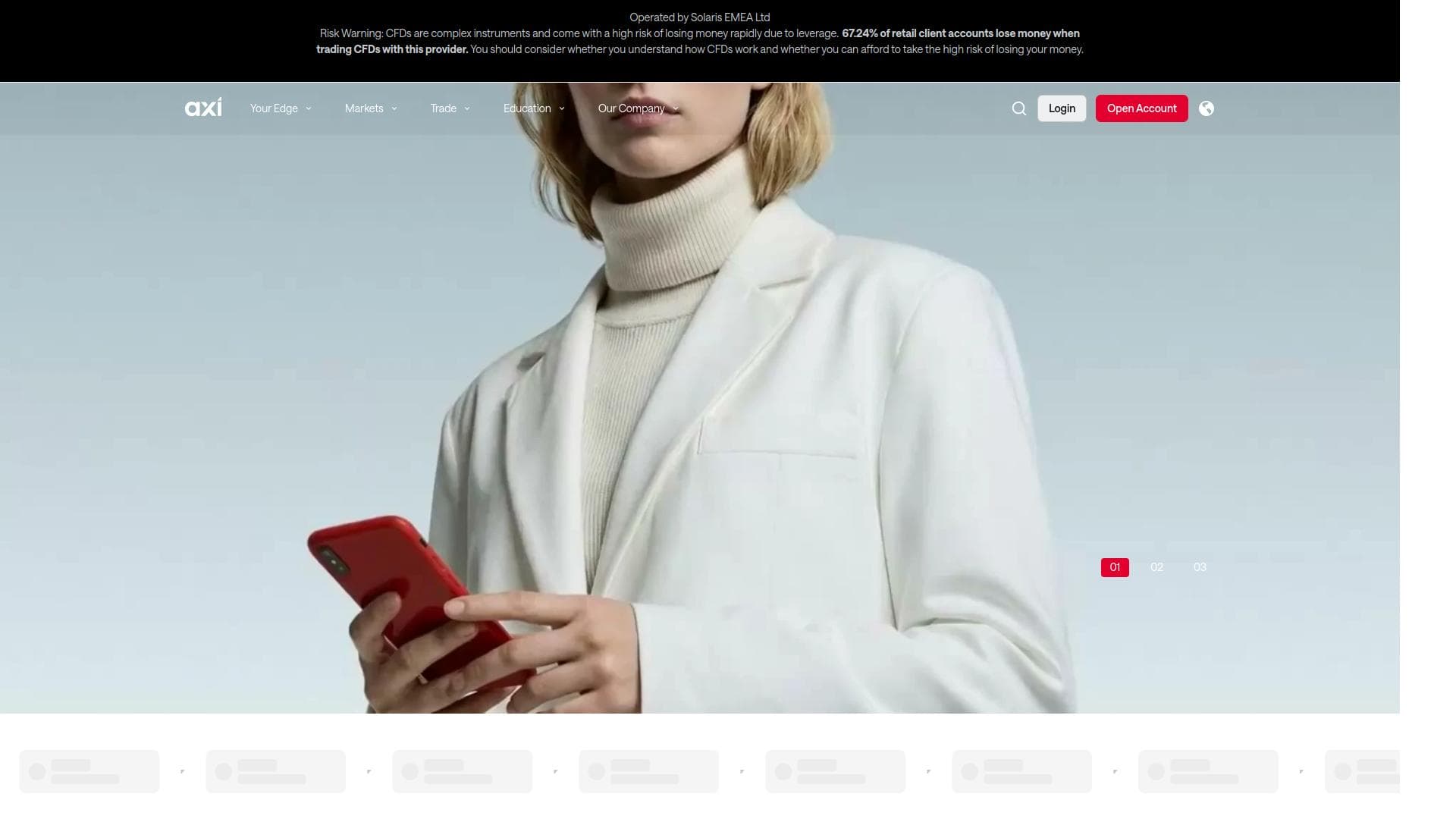 Axi website homepage