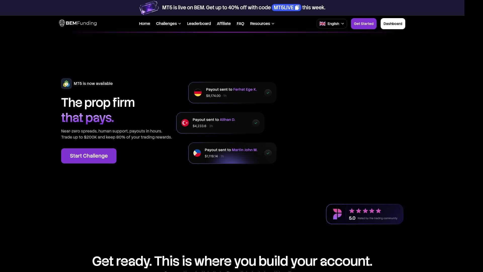 Bem Funding website homepage