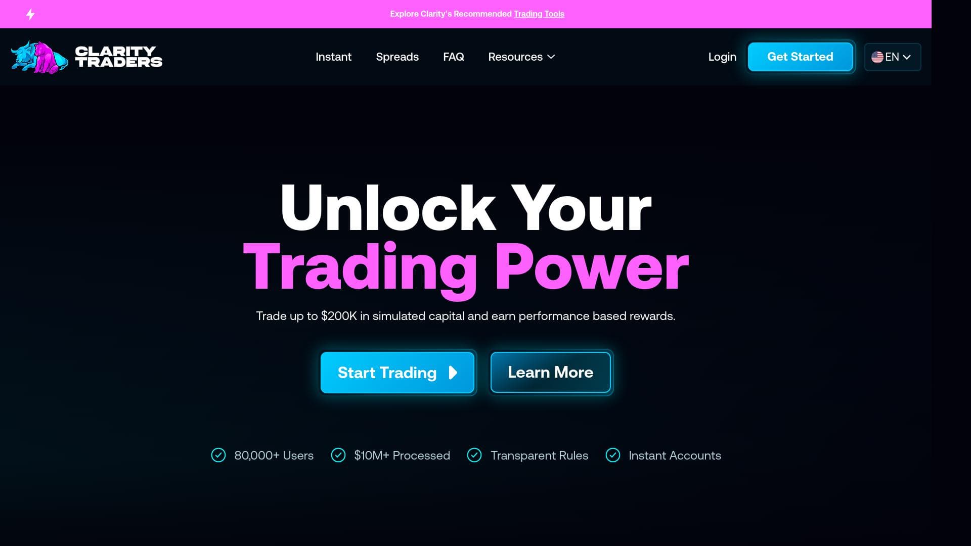 Clarity Traders website homepage