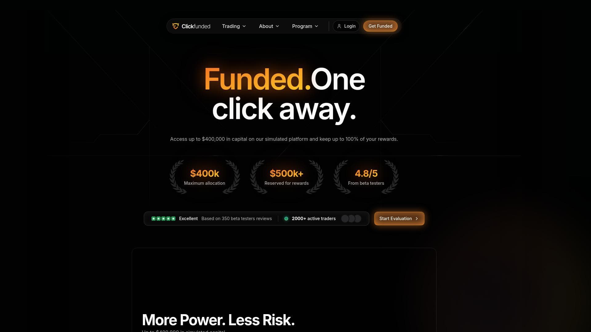 Click Funded website homepage