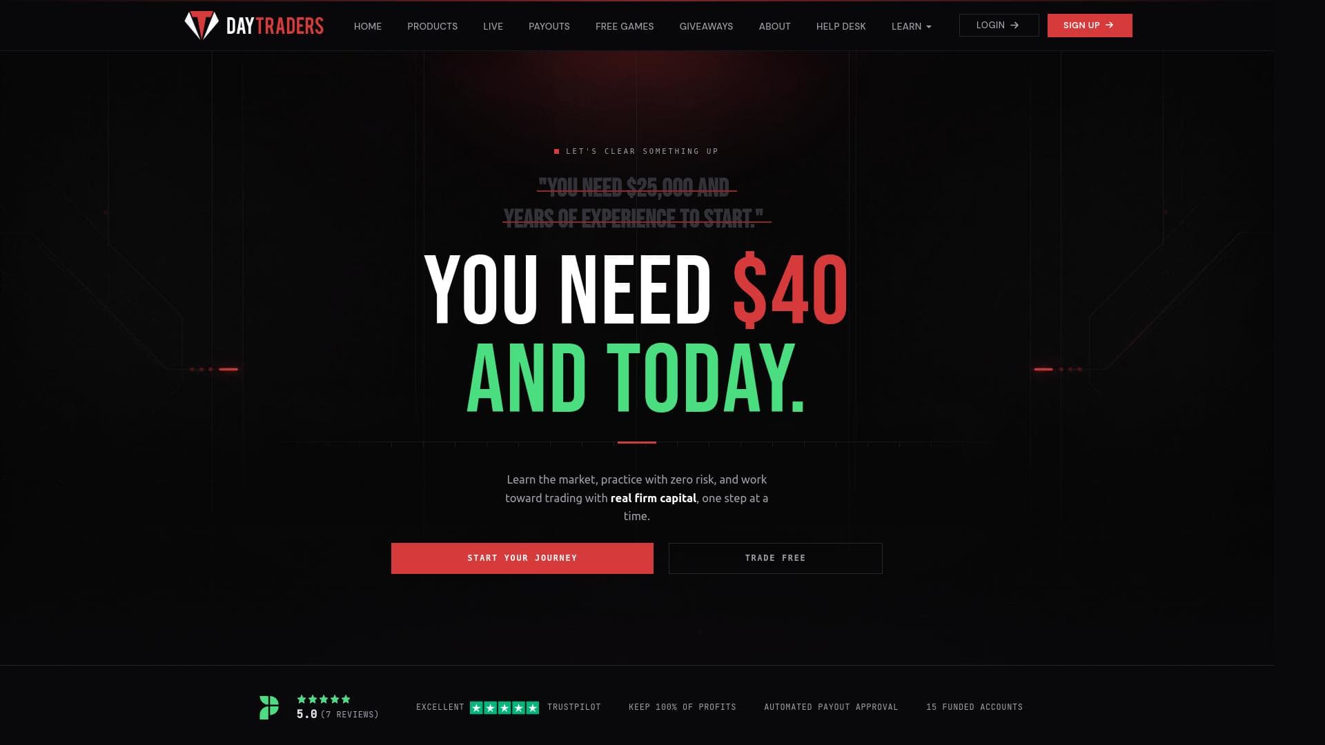 Day Traders website homepage