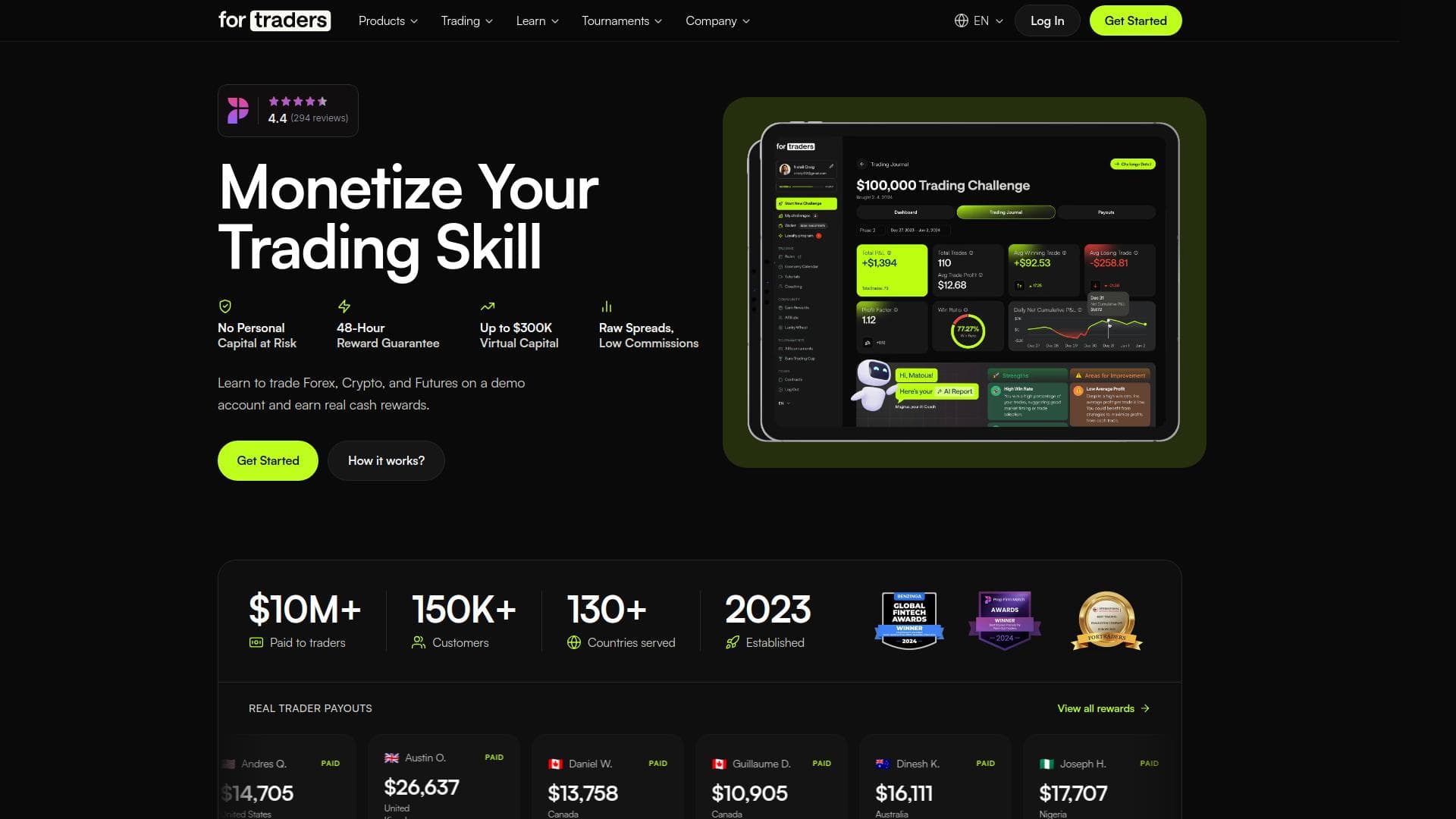 For Traders website homepage