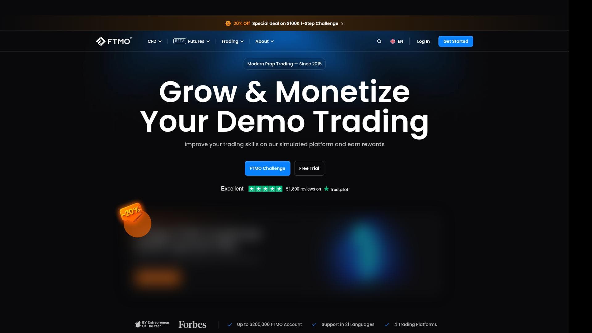 FTMO website homepage