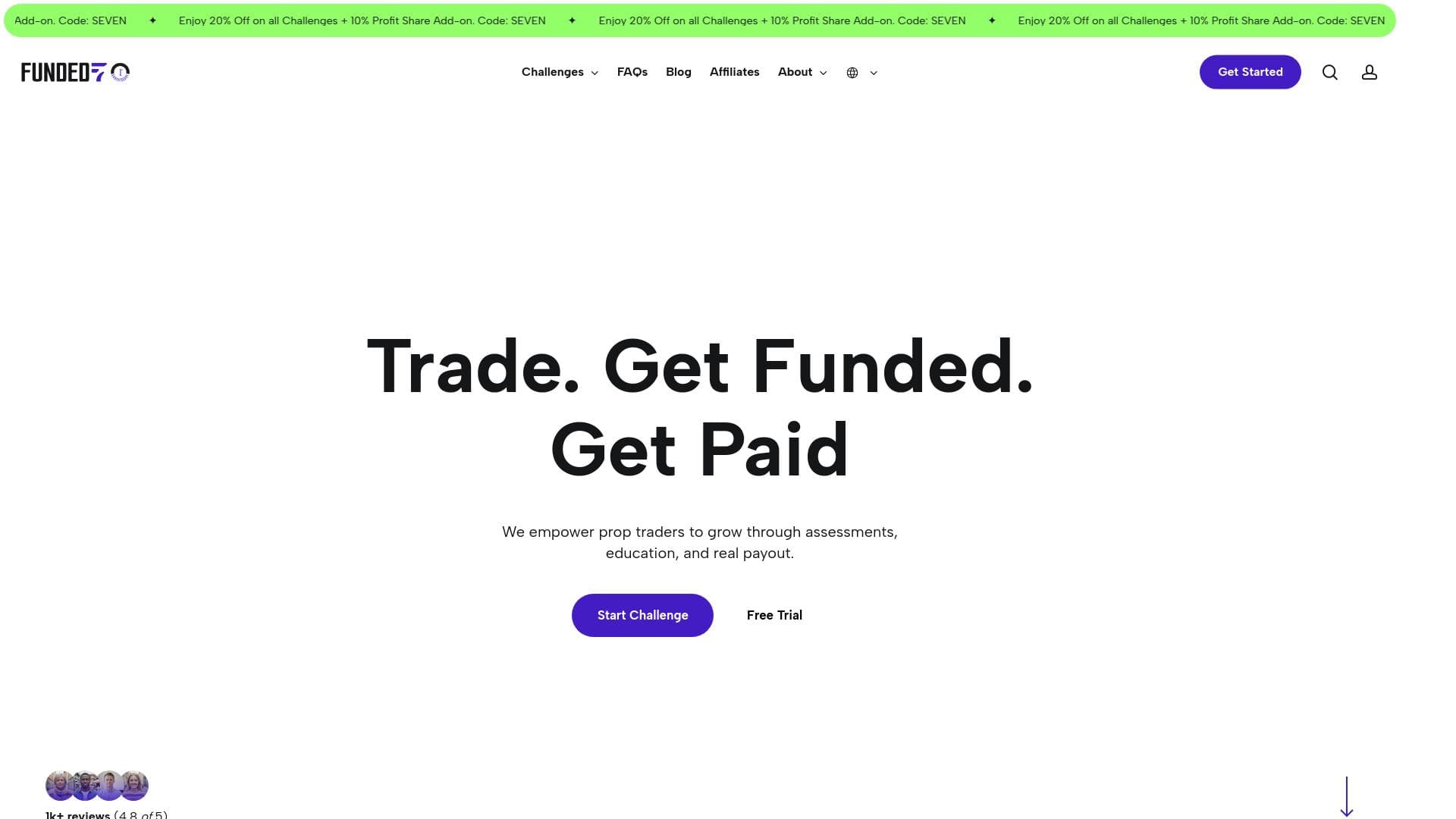 Funded 7 website homepage