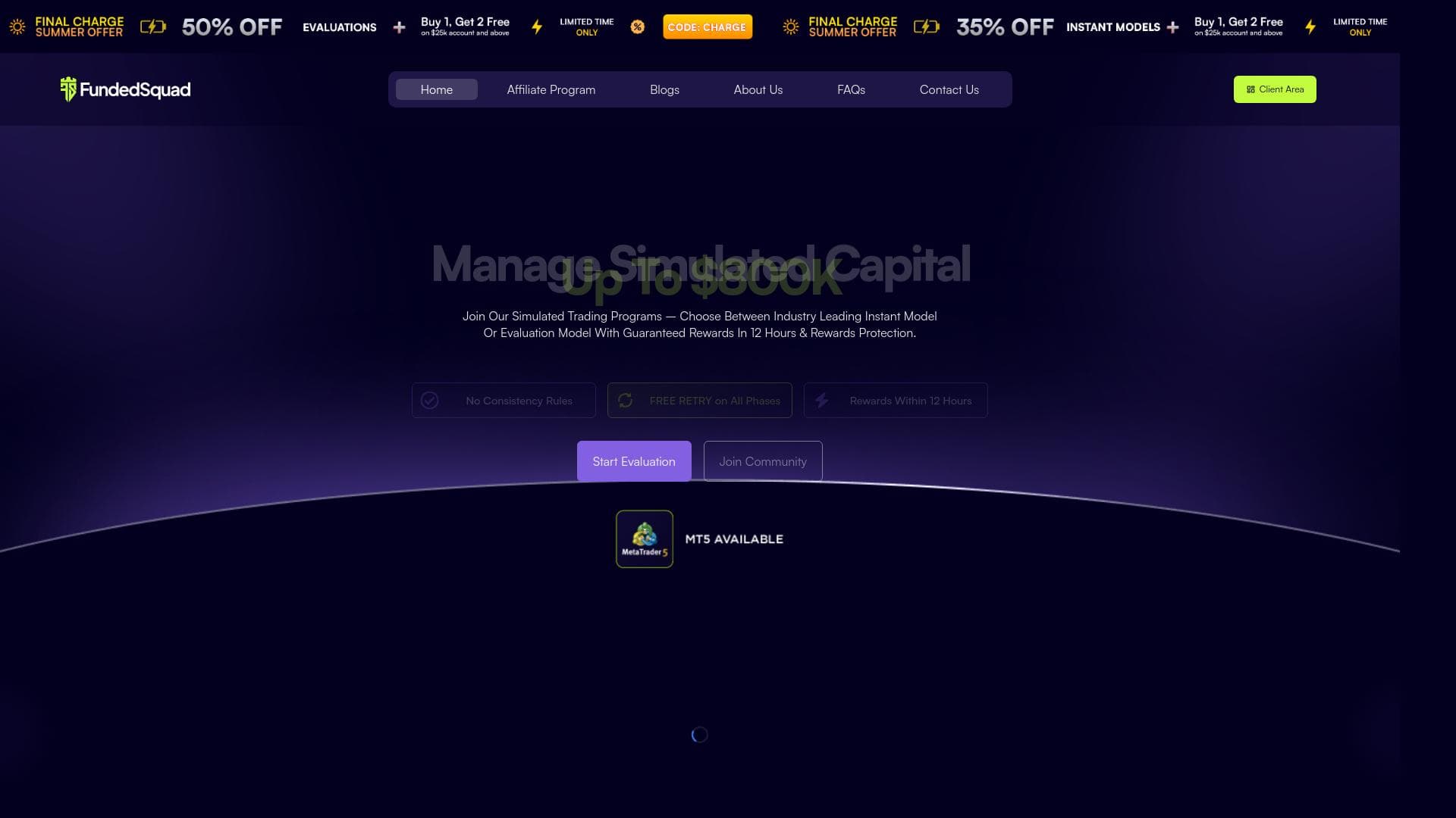 Funded Squad website homepage