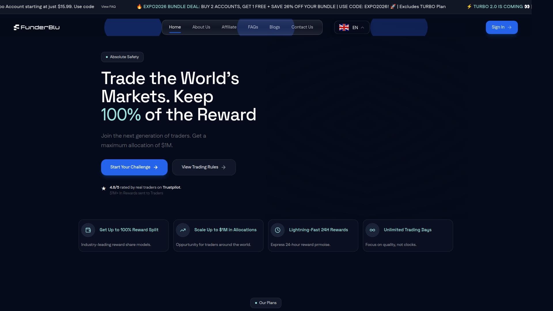Funder Blu website homepage
