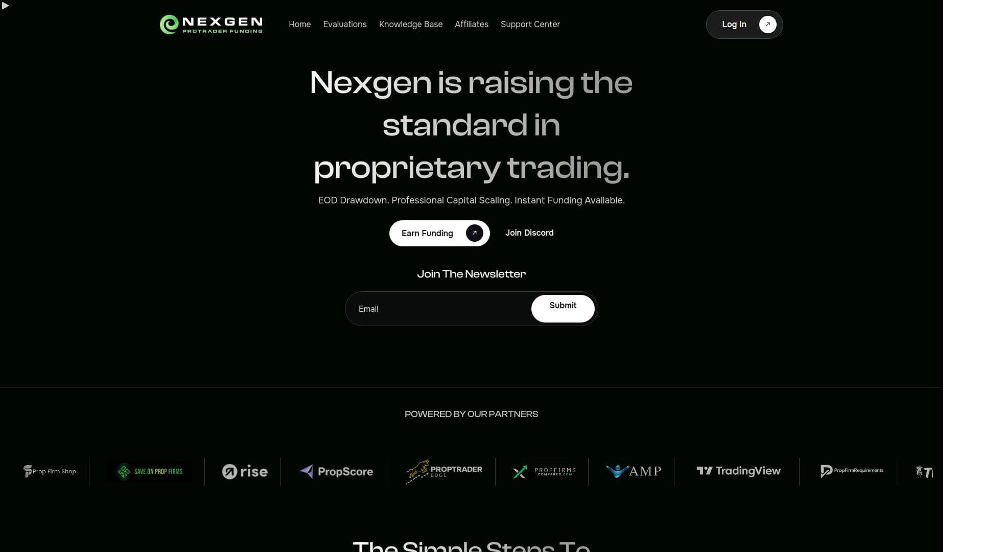 NEXGEN PROPTRADER FUNDING website homepage
