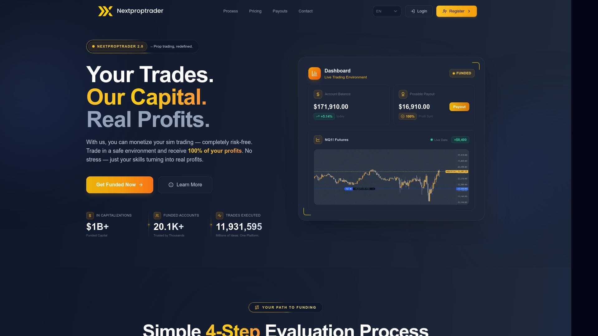 Next Prop Trader website homepage