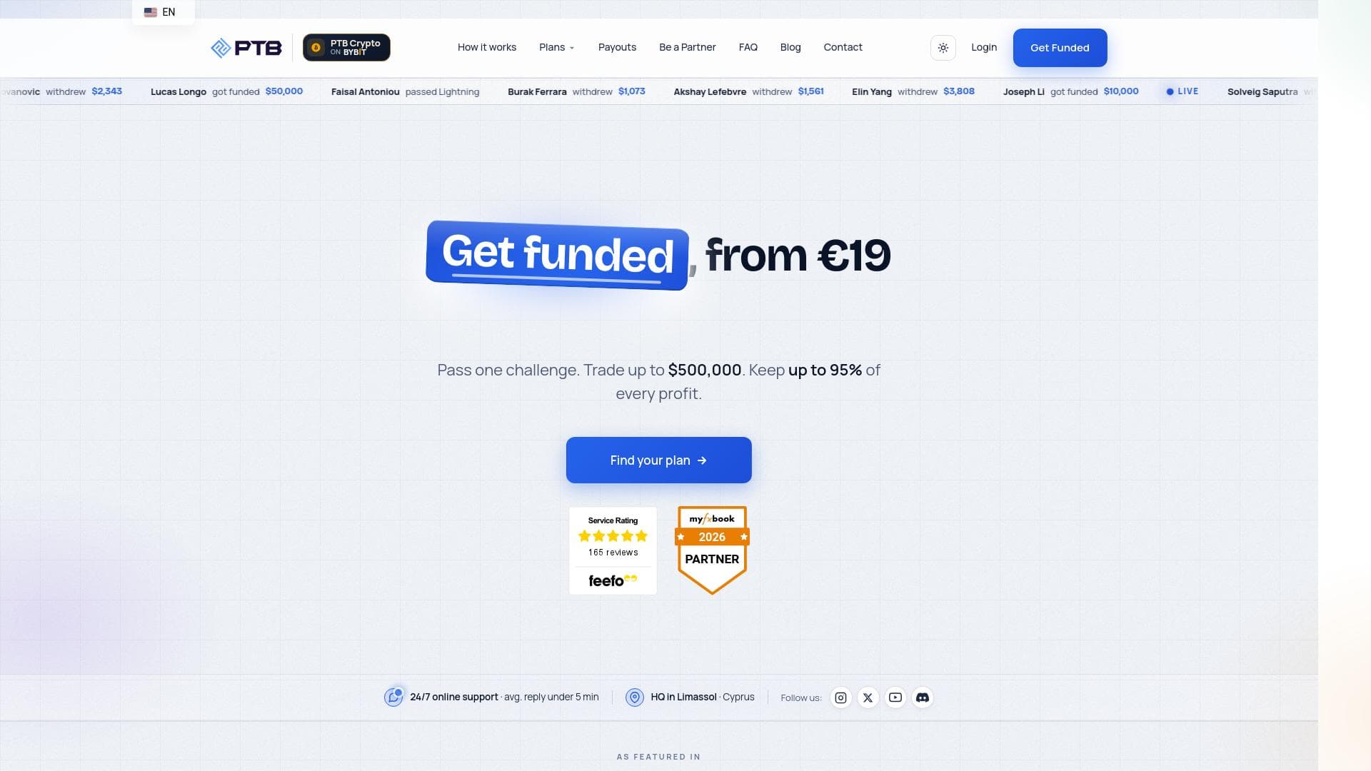 Plutus Trade Base website homepage