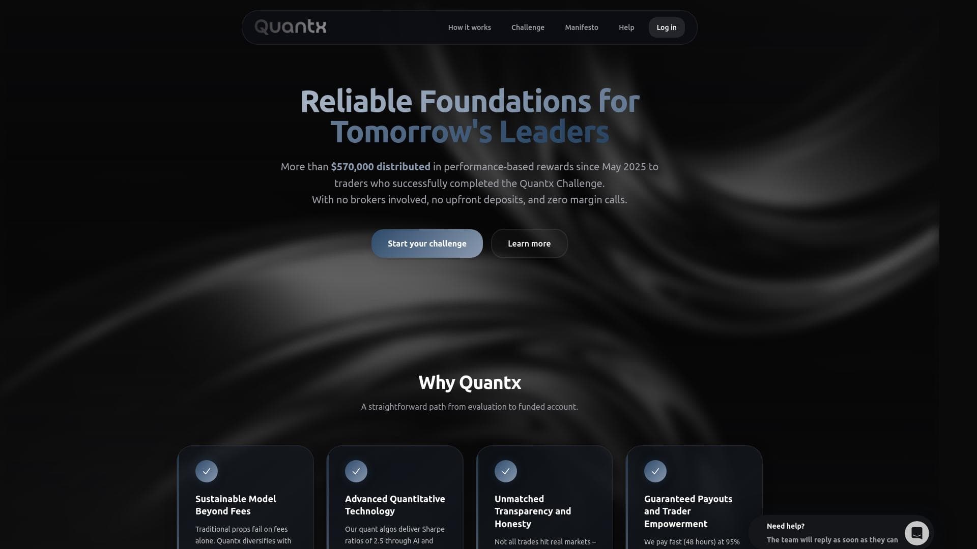 Quantx website homepage