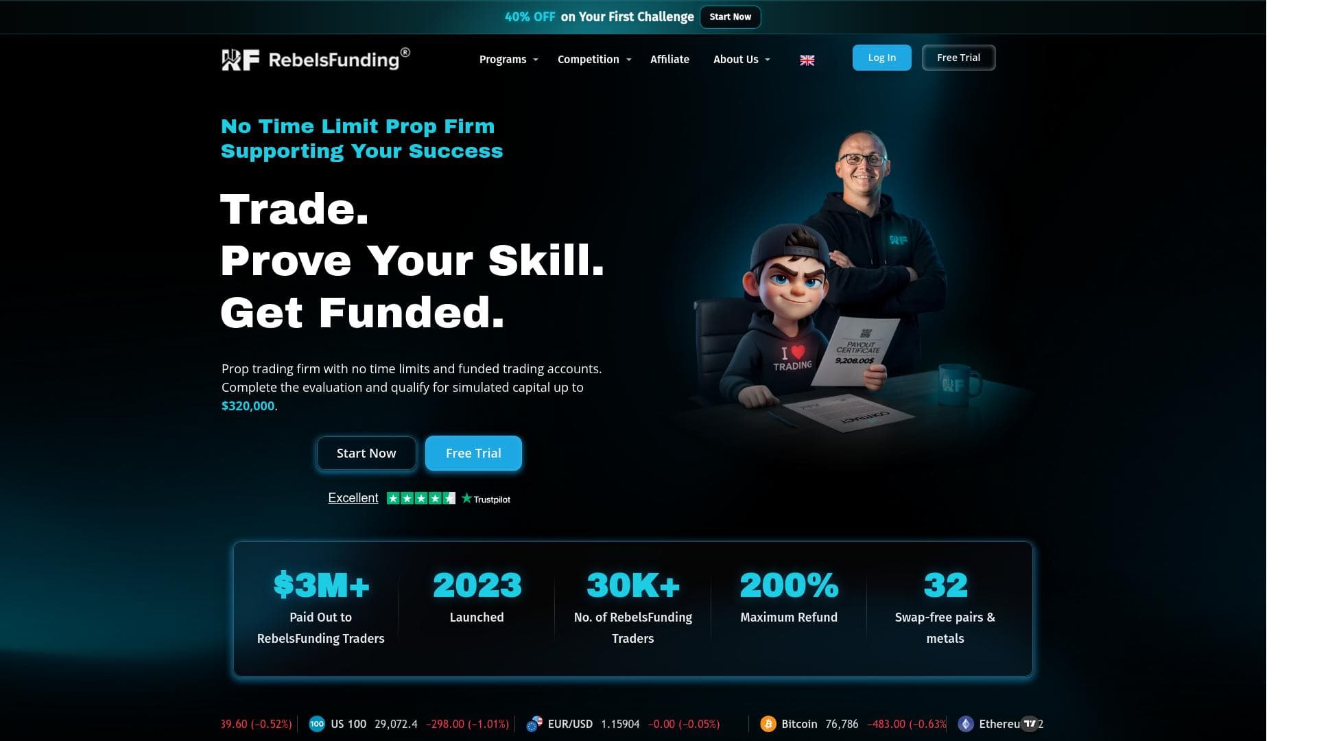Rebels Funding website homepage