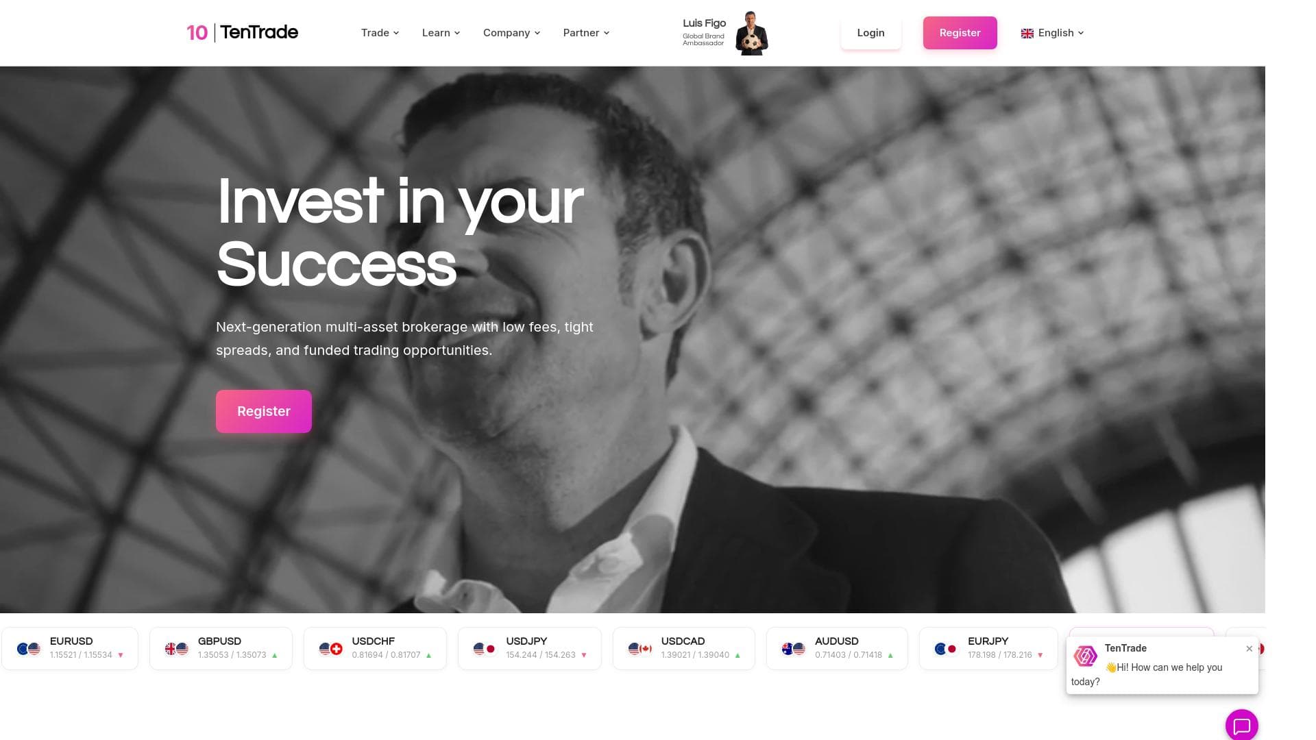 Ten Trade website homepage