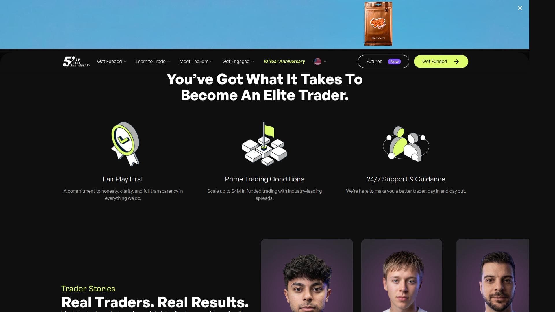 The 5%ers website homepage