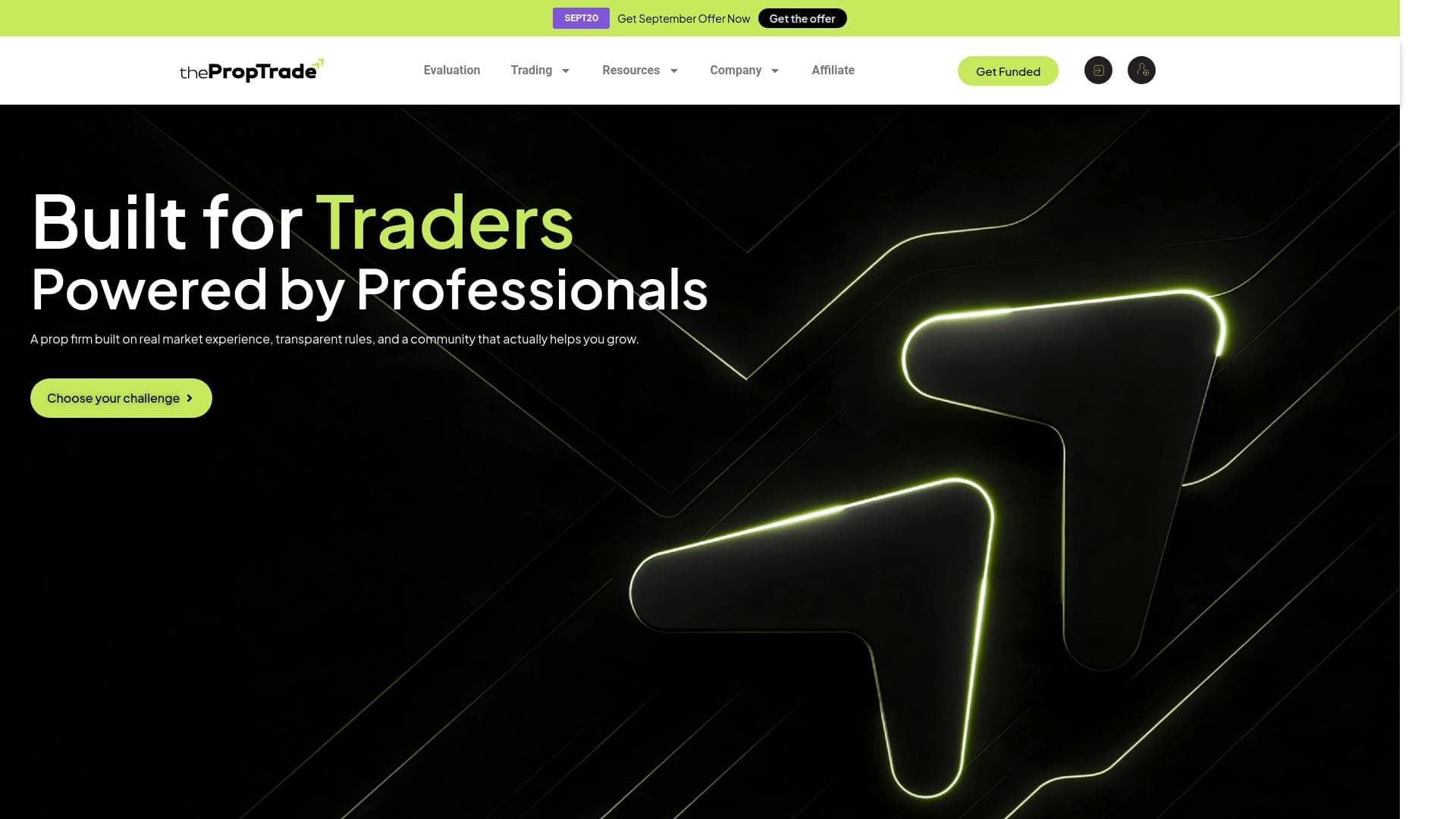 The Prop Trade website homepage