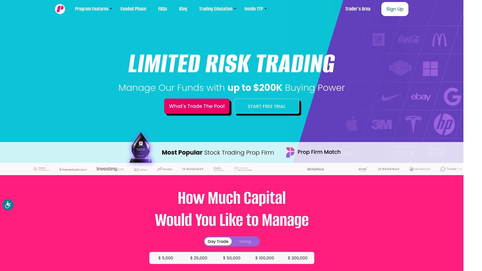 Trade The Pool website homepage