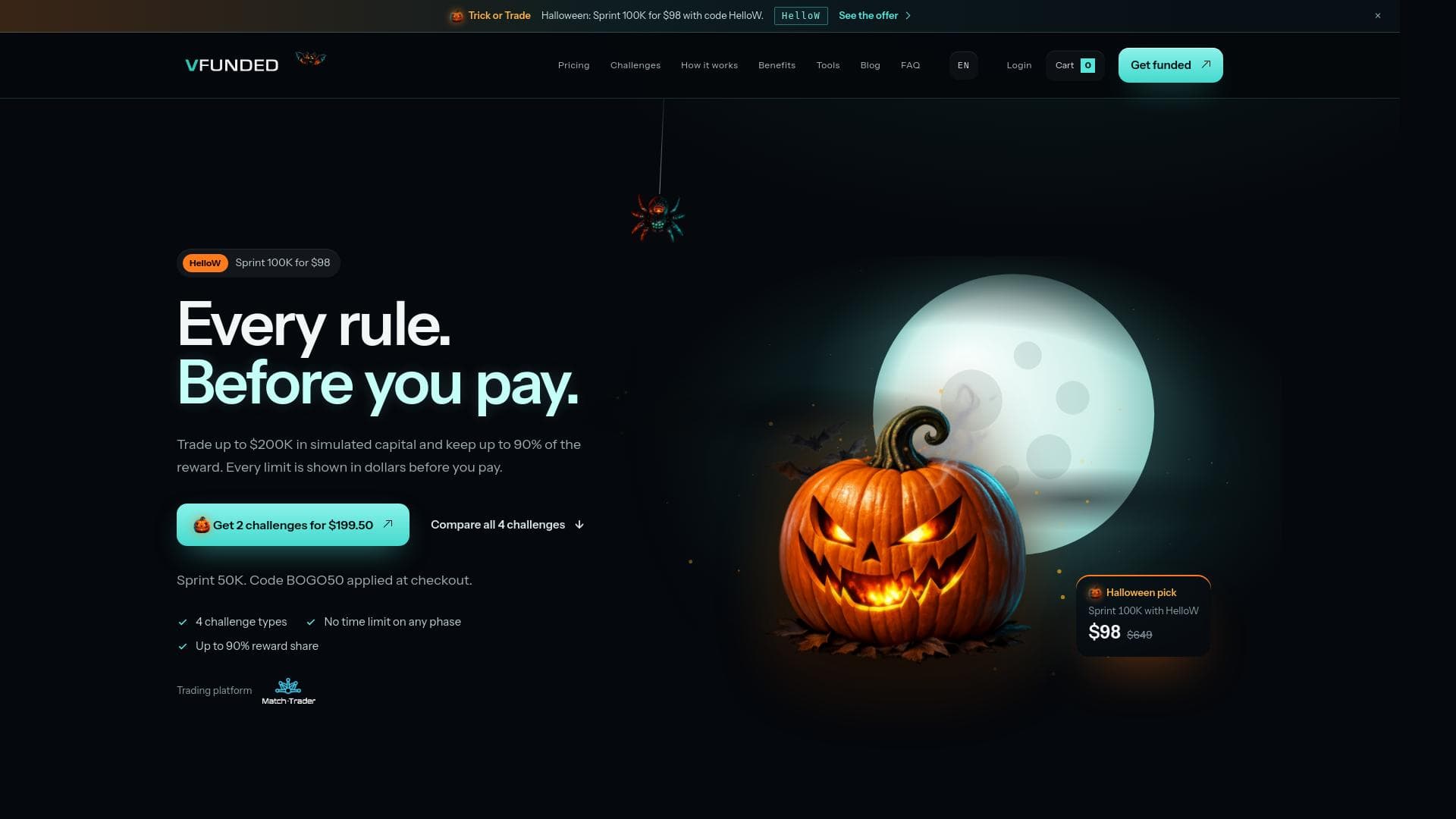VFUNDED website homepage